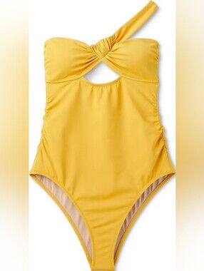 Shade & Shore One-Shoulder Twist One-Piece Swimsuit - Yellow (New With Tags)